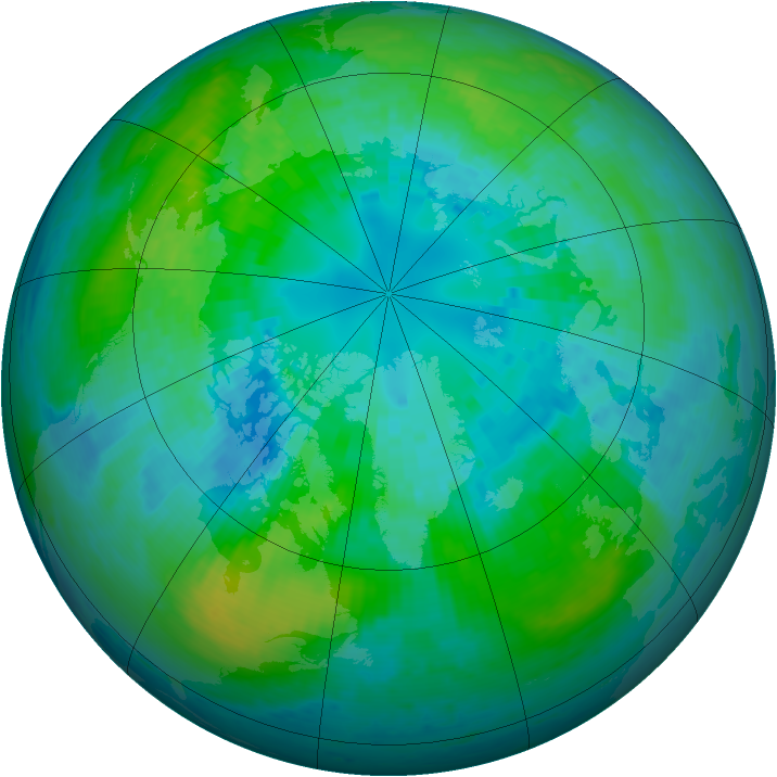 Arctic ozone map for 07 October 2001